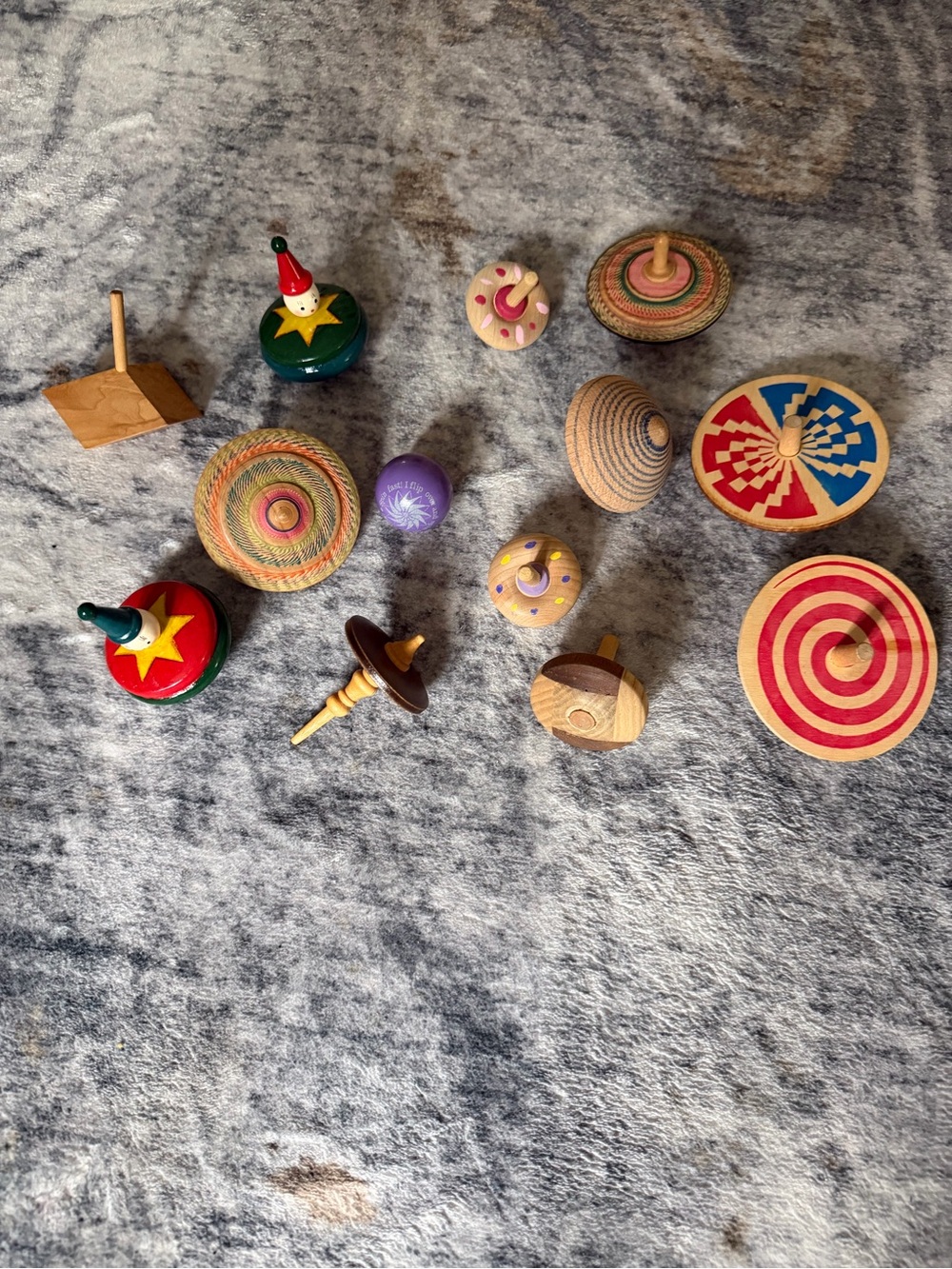 Colorful Wooden Spinning Tops - Multicolor Kids Toy Set